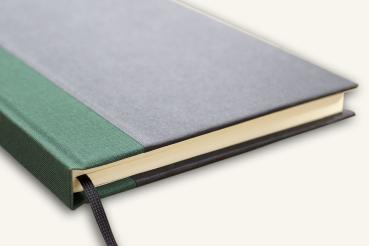 Schreib - und Notizbuch schwarz, mit grünem Leinen